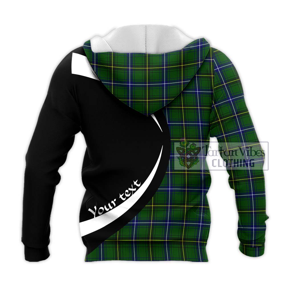 Henderson Tartan Knitted Hoodie with Family Crest Circle Style - Tartan Vibes Clothing