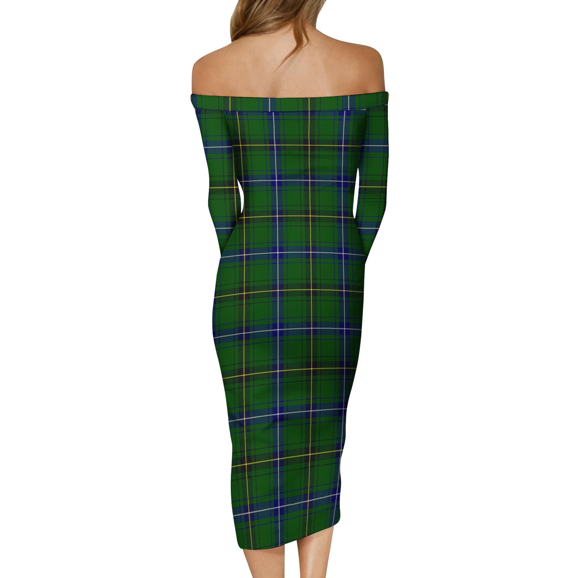 Henderson Modern Tartan Off Shoulder Lady Dress - Tartanvibesclothing