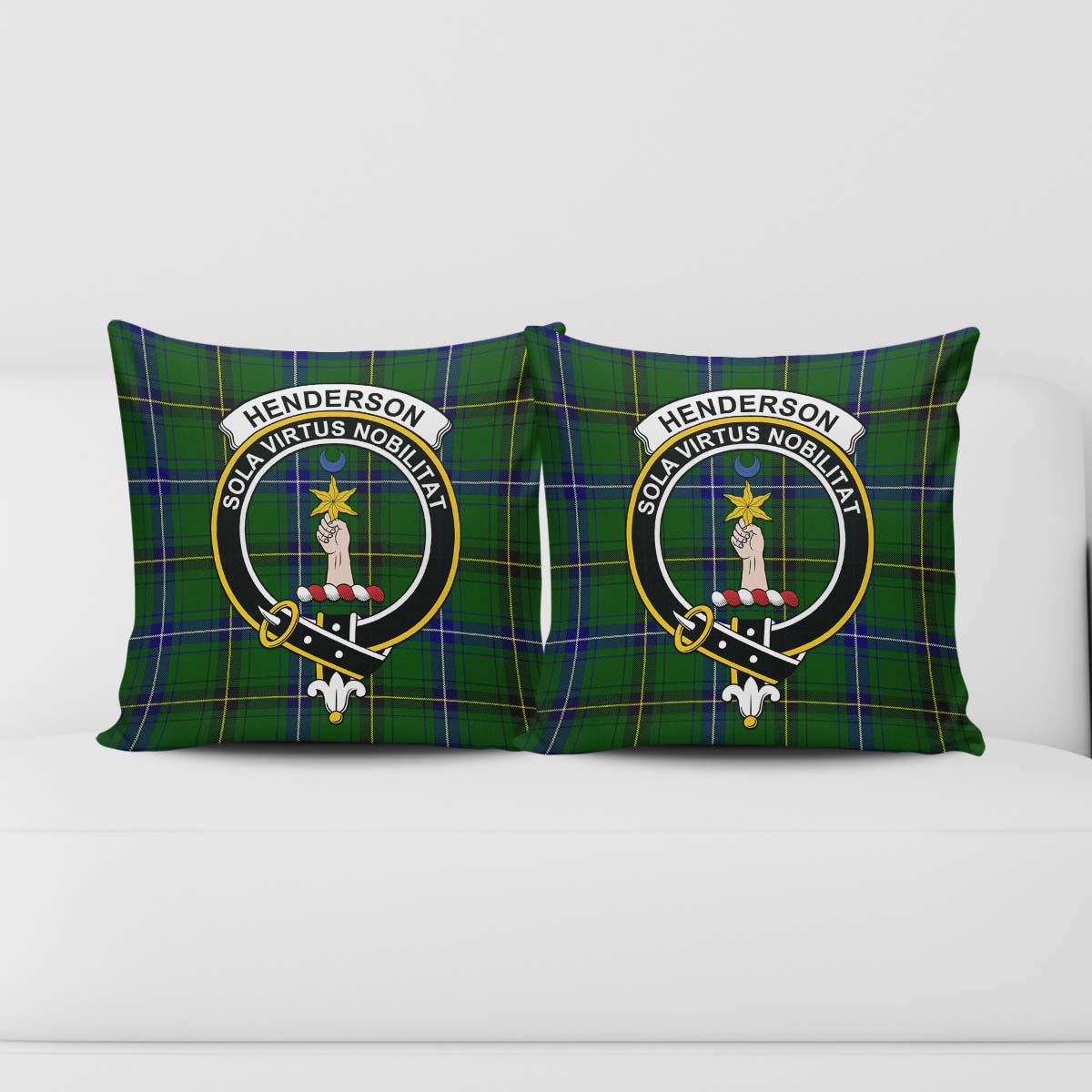 Henderson Tartan Pillow Cover with Family Crest - Tartan Vibes Clothing