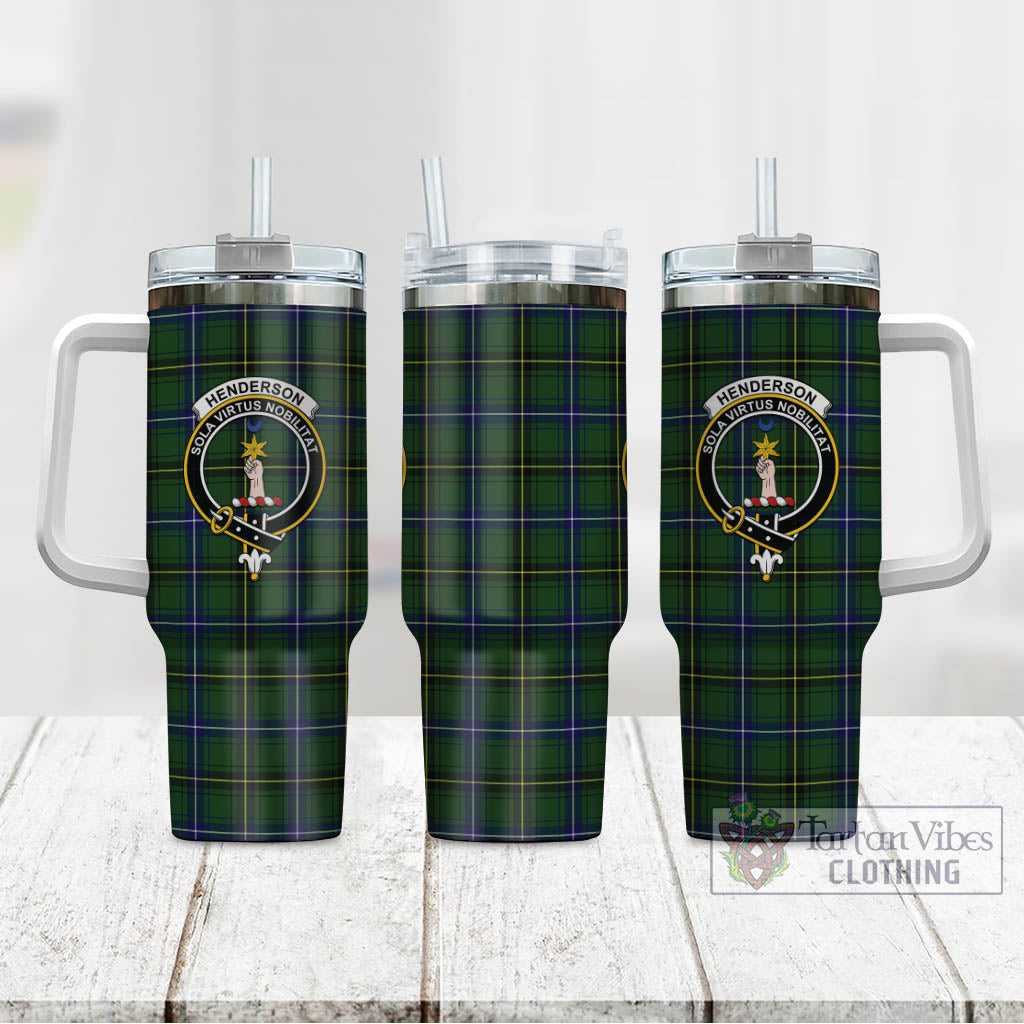 Tartan Vibes Clothing Henderson Modern Tartan and Family Crest Tumbler with Handle