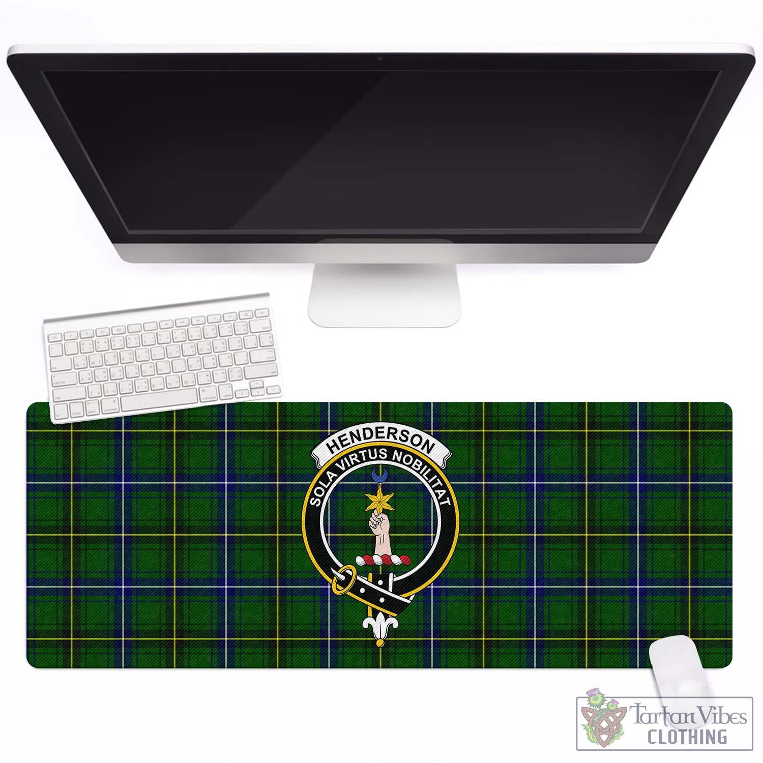 Tartan Vibes Clothing Henderson Modern Tartan Mouse Pad with Family Crest