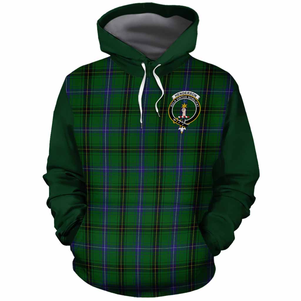Henderson Tartan Accent Cotton Hoodie with Family Crest