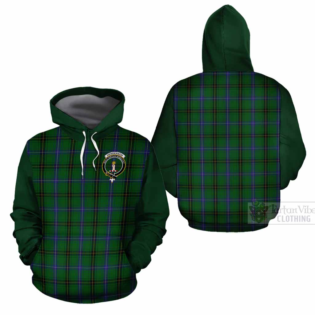 Henderson Tartan Accent Cotton Hoodie with Family Crest