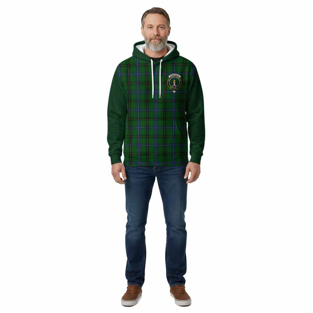 Henderson Tartan Accent Cotton Hoodie with Family Crest