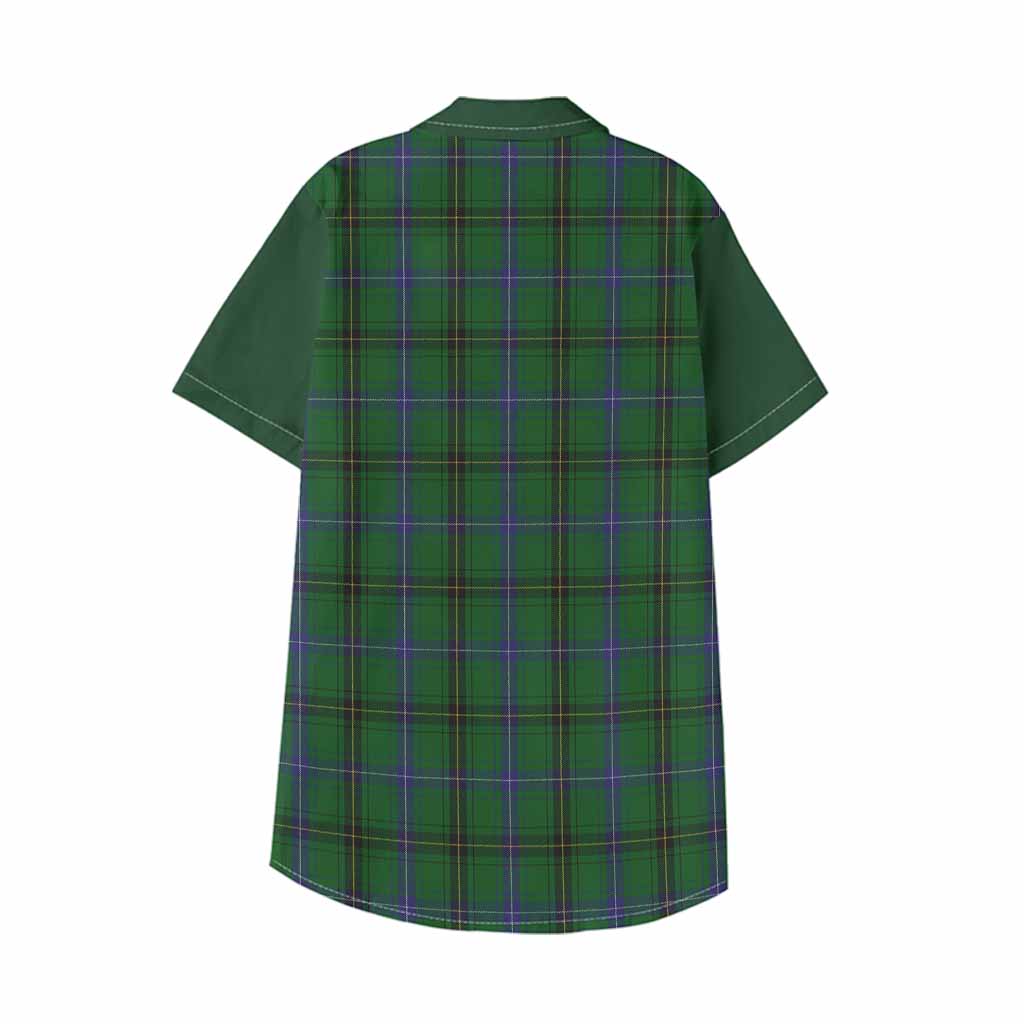 Henderson Tartan Accent Kid Hawaiian Shirt with Family Crest