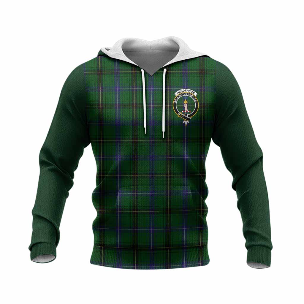 Henderson Tartan Accent Knitted Hoodie with Family Crest