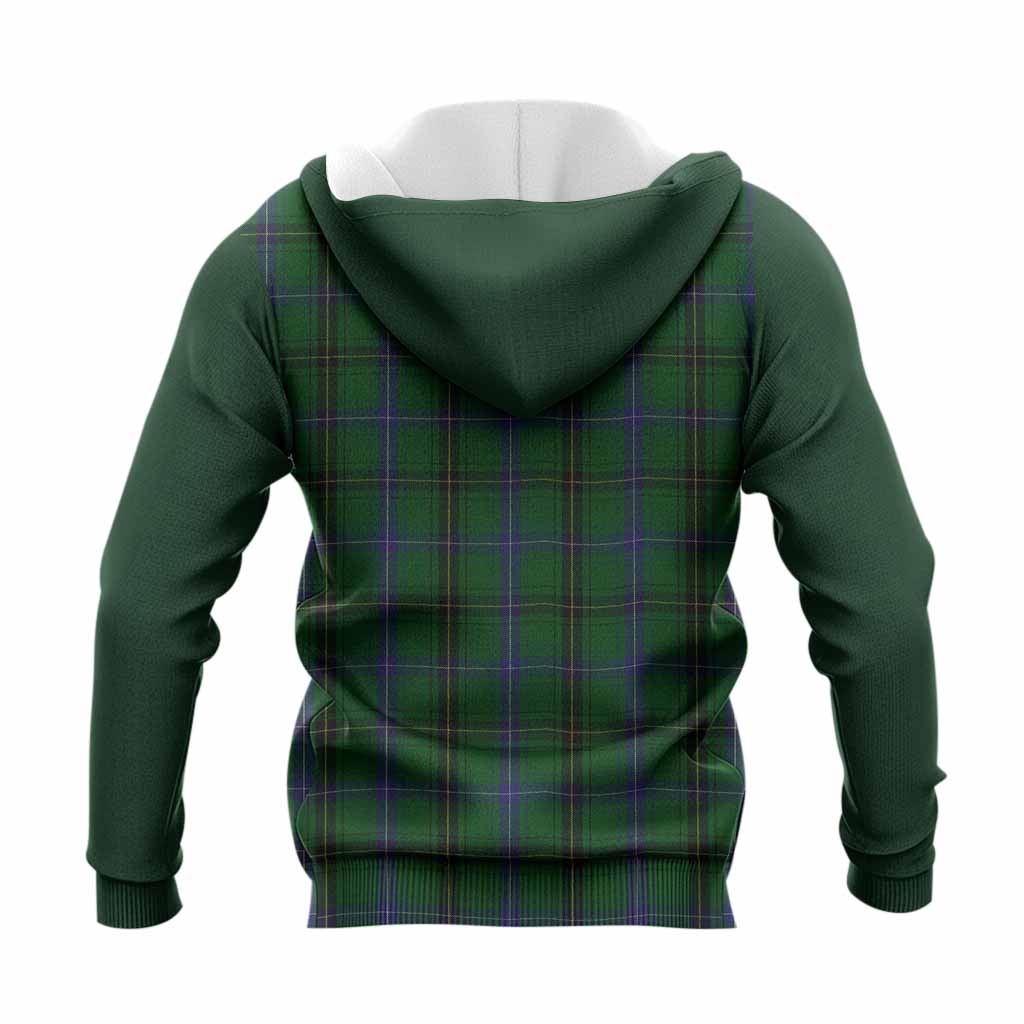 Henderson Tartan Accent Knitted Hoodie with Family Crest