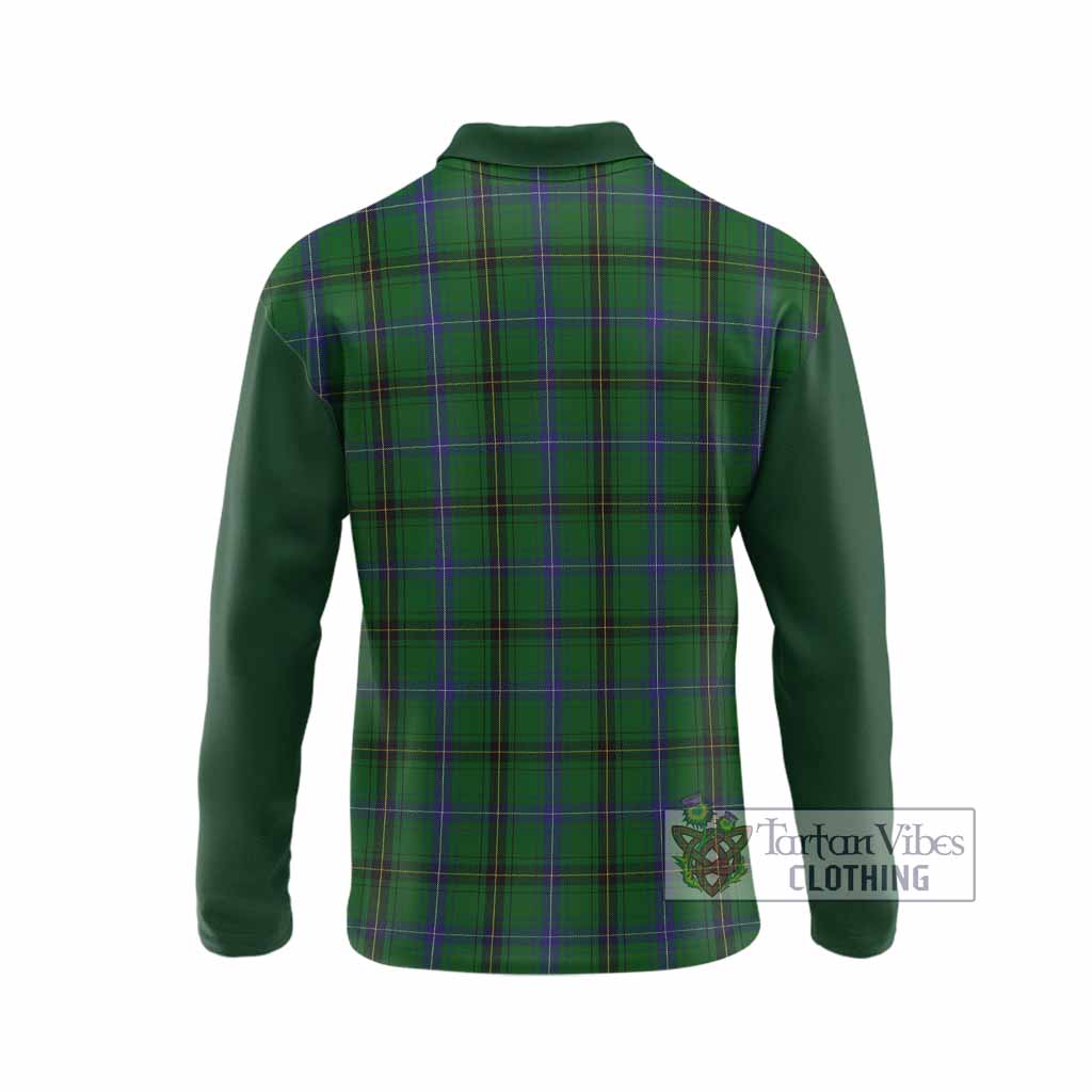 Henderson Tartan Accent Long Sleeve Polo Shirt with Family Crest