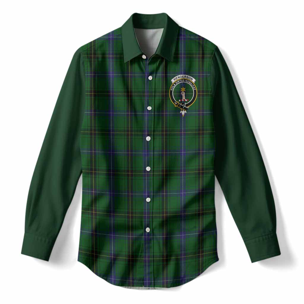 Henderson Tartan Accent Women Casual Shirt with Family Crest