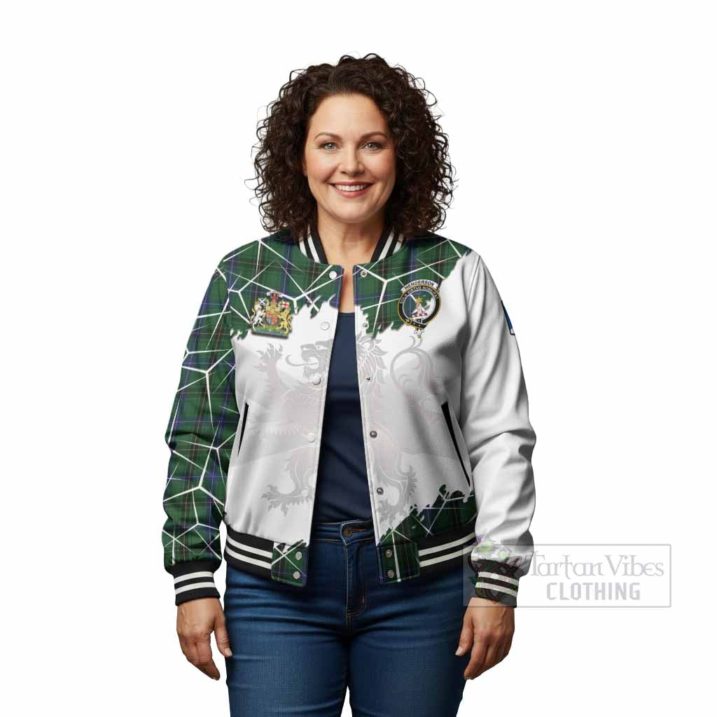 Henderson Tartan Baseball Jacket with Family Crest and Lion Rampant Grunge Style