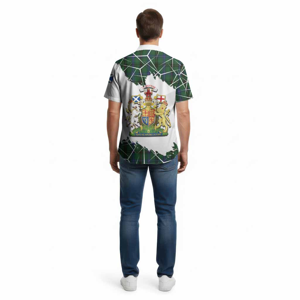 Henderson Tartan Cotton Hawaiian Shirt with Family Crest and Lion Rampant Grunge Style