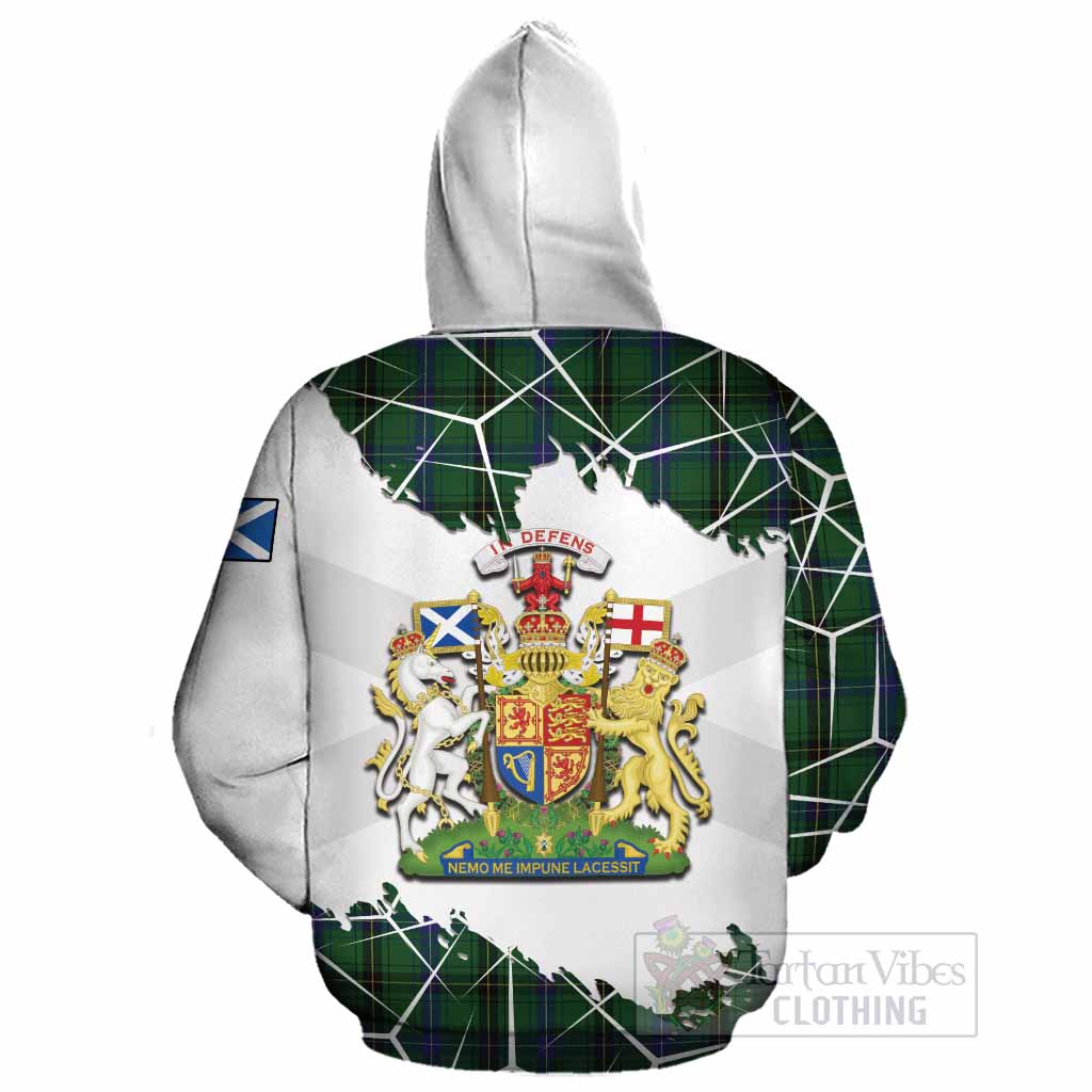 Henderson Tartan Cotton Hoodie with Family Crest and Lion Rampant Grunge Style