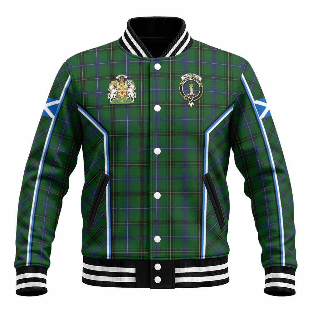 Henderson Tartan Crest Baseball Jacket Scotland Coat of Arm Flag Style - Tartan Vibes Clothing