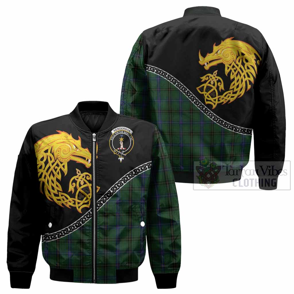 Henderson Tartan Crest Bomber Jacket Legendary Dragon Knot Half Style