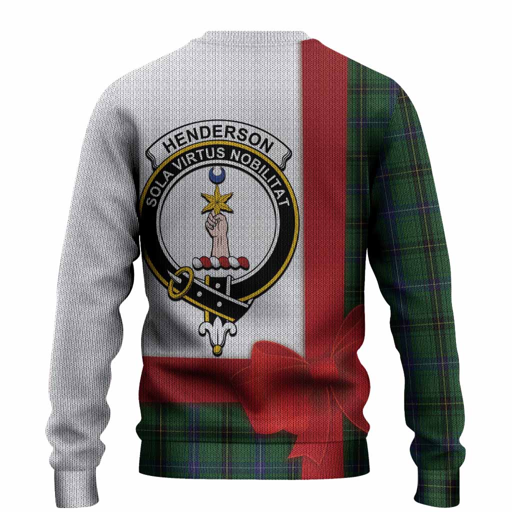 Henderson Tartan Crest Christmas Christmas Ugly Sweater Highland Cow Bagpipes Coquette Bow Style