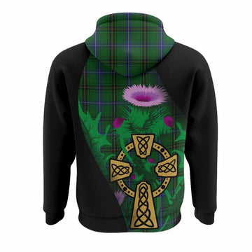 Henderson Tartan Crest Hoodie Celtic Cross Thistle Flowers