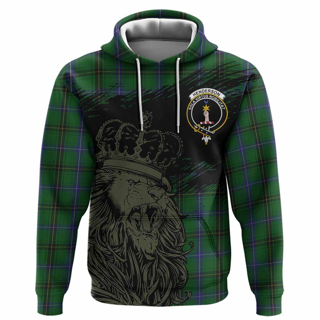 Henderson Tartan Crest Hoodie Crowned Lion Heritage Style