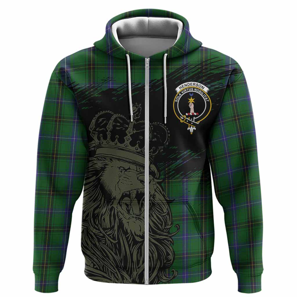 Henderson Tartan Crest Hoodie Crowned Lion Heritage Style