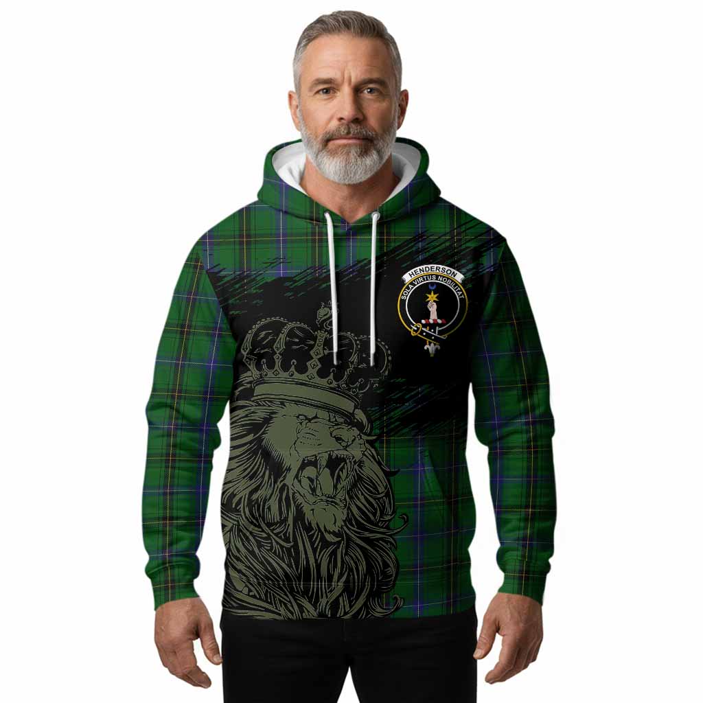 Henderson Tartan Crest Hoodie Crowned Lion Heritage Style