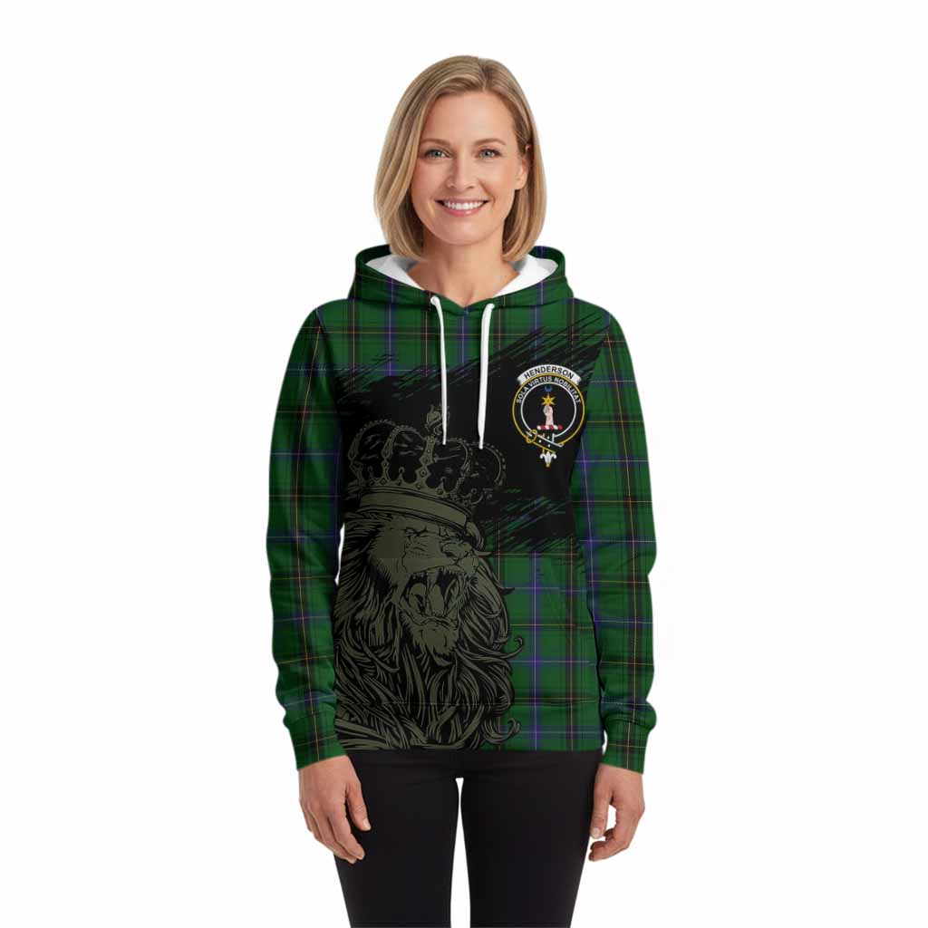 Henderson Tartan Crest Hoodie Crowned Lion Heritage Style