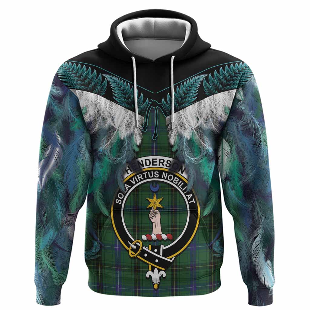 Henderson Tartan Crest Hoodie New Zealand Maori Korowai Cloak