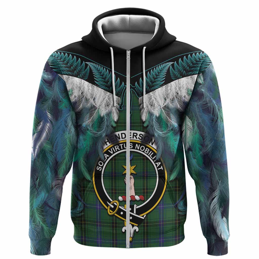 Henderson Tartan Crest Hoodie New Zealand Maori Korowai Cloak