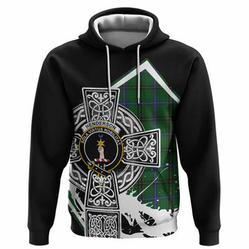 Henderson Tartan Crest Hoodie Scottish Celtic Cross Heritage