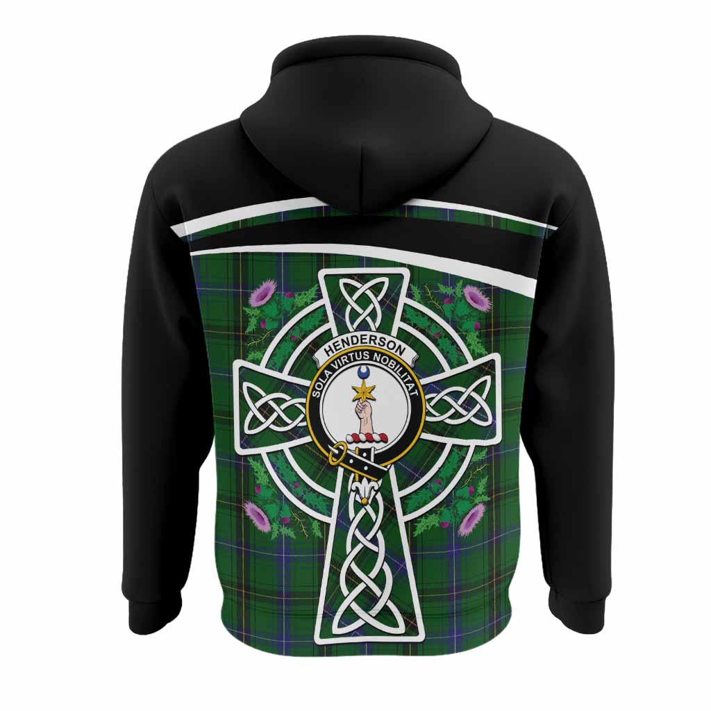 Henderson Tartan Crest Hoodie Scottish Thistle Celtic Cross Alba Gu Brath