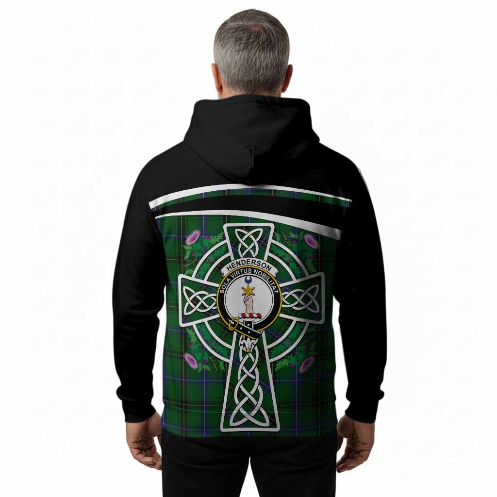 Henderson Tartan Crest Hoodie Scottish Thistle Celtic Cross Alba Gu Brath