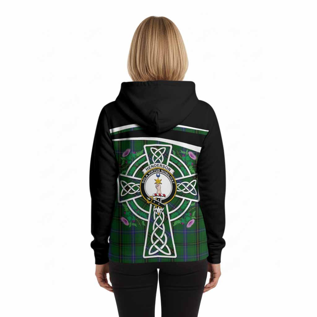 Henderson Tartan Crest Hoodie Scottish Thistle Celtic Cross Alba Gu Brath