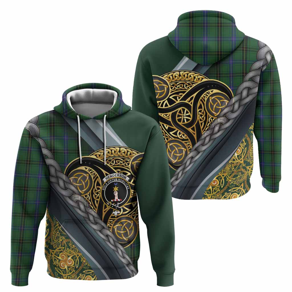 Henderson Tartan Crest Hoodie Scottish Triskele Celtic