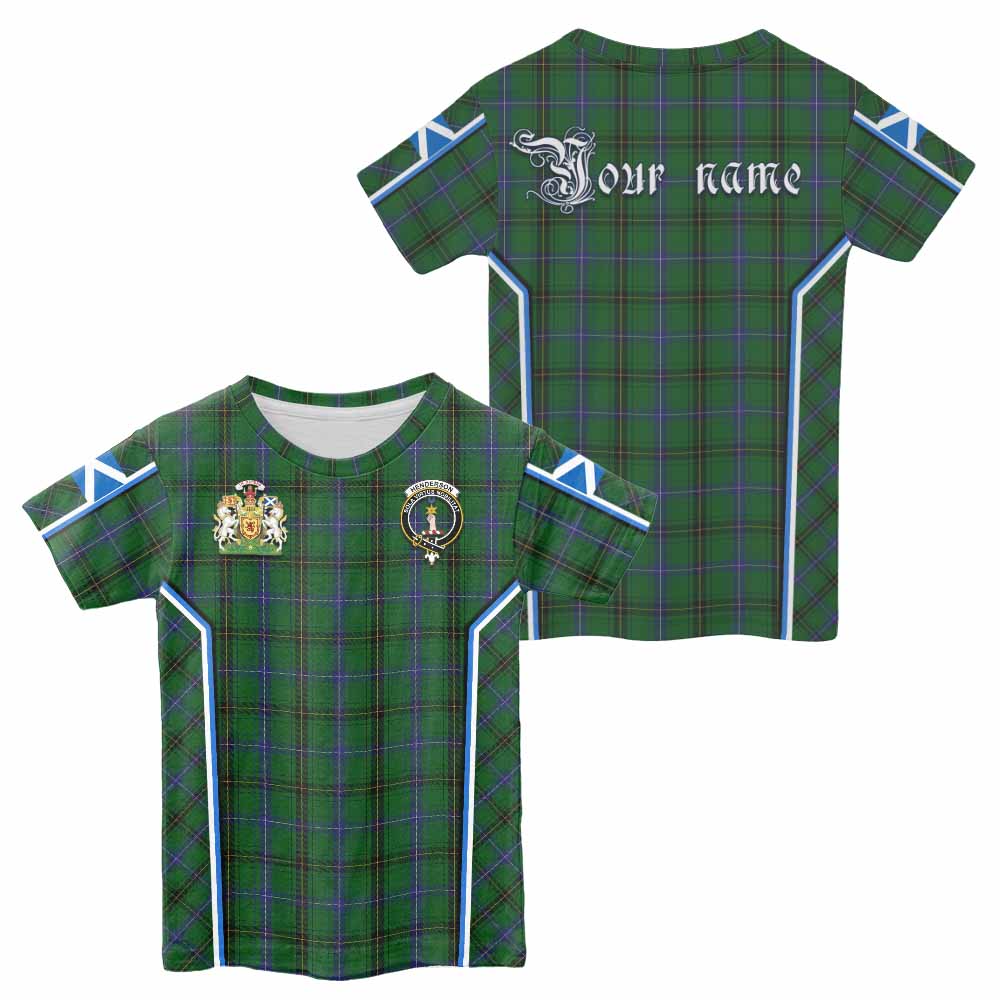 Henderson Tartan Crest Kid T-shirt Scotland Coat of Arm Flag Style - Tartan Vibes Clothing