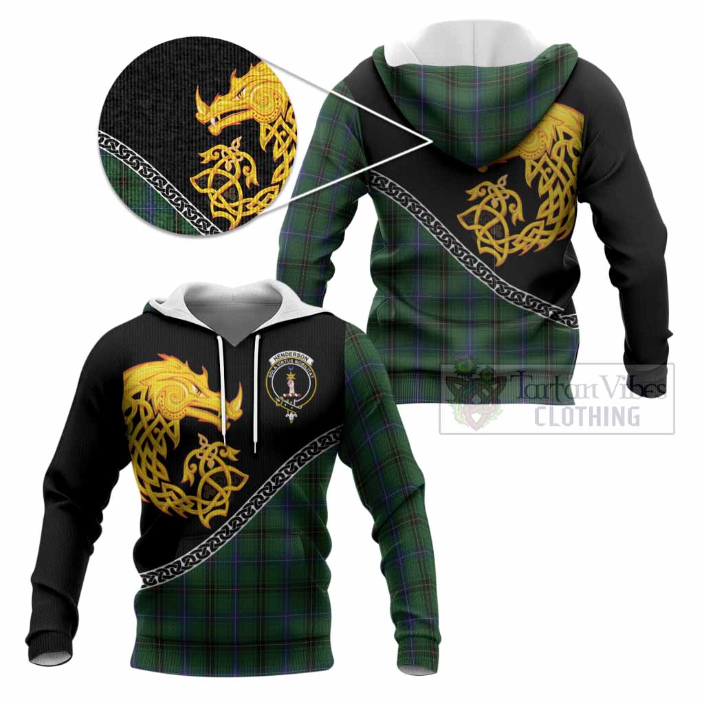 Henderson Tartan Crest Knitted Hoodie Legendary Dragon Knot Half Style
