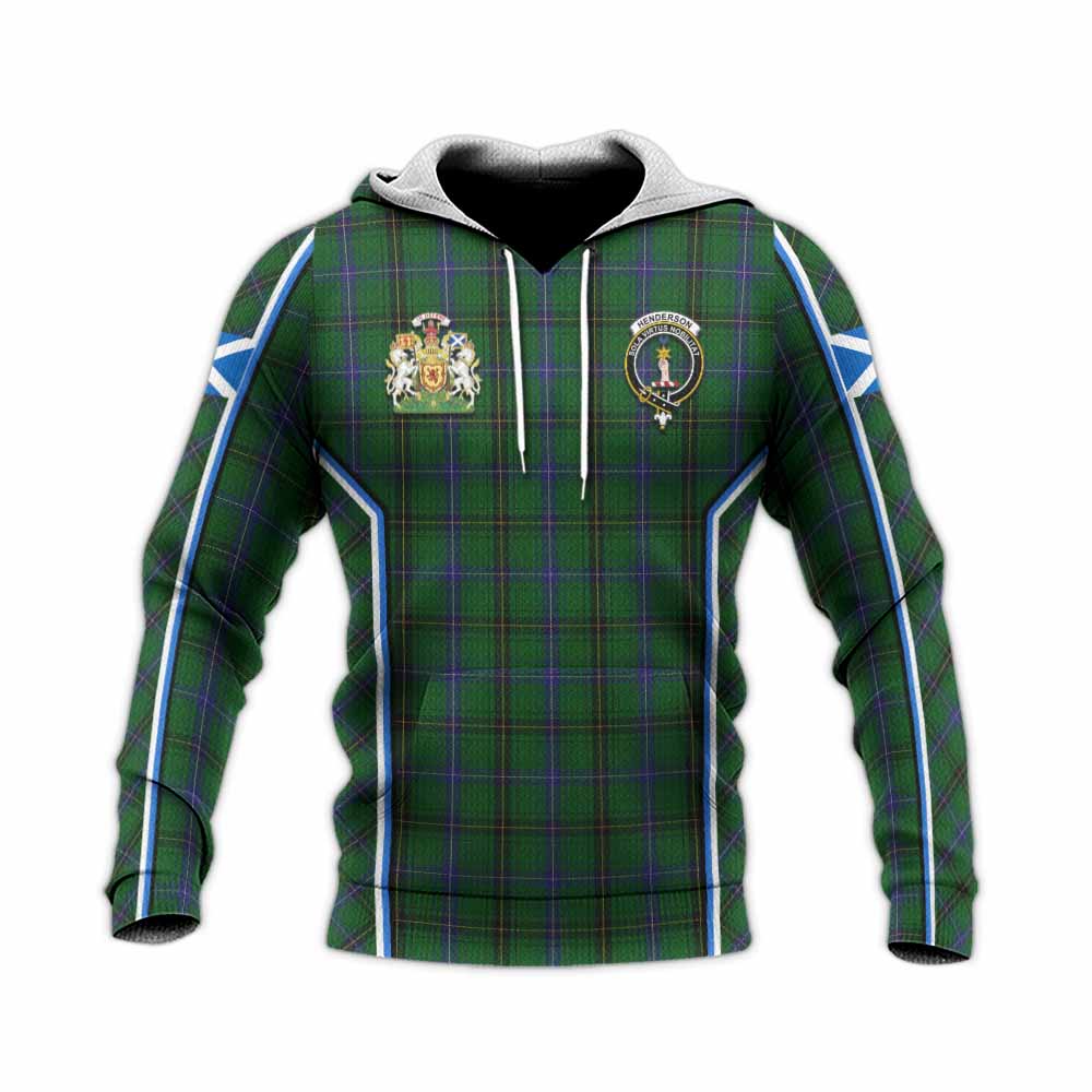 Henderson Tartan Crest Knitted Hoodie Scotland Coat of Arm Flag Style - Tartan Vibes Clothing