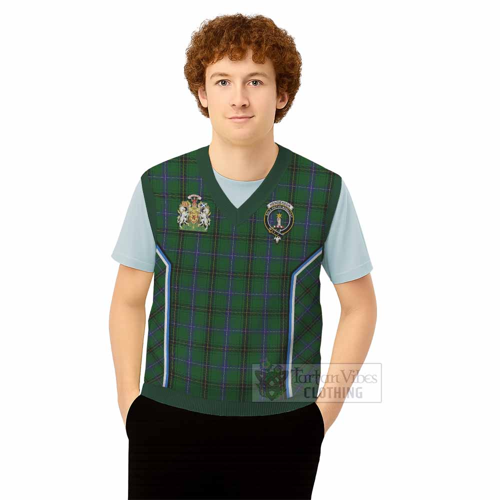 Henderson Tartan Crest Knitted V-Neck Vest Scotland Coat of Arm Flag Style - Tartan Vibes Clothing