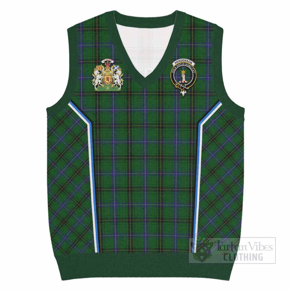 Henderson Tartan Crest Knitted V-Neck Vest Scotland Coat of Arm Flag Style - Tartan Vibes Clothing
