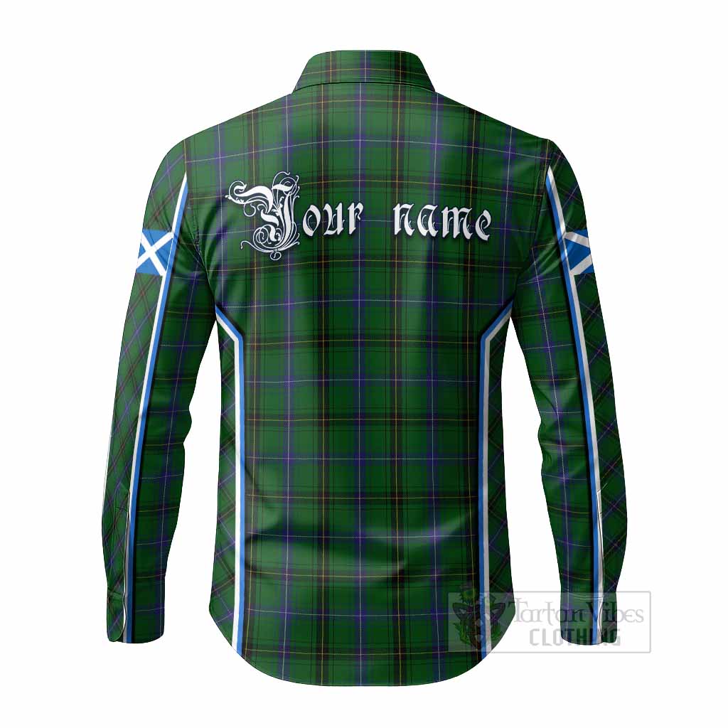Henderson Tartan Crest Long Sleeve Button Shirts Scotland Coat of Arm Flag Style - Tartan Vibes Clothing
