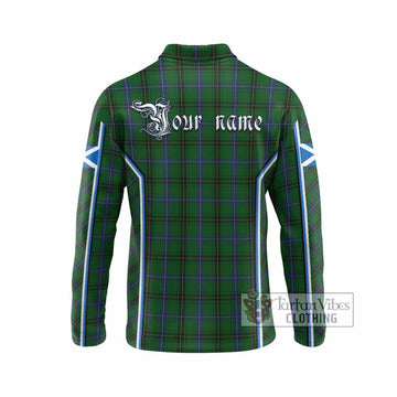 Henderson Tartan Crest Long Sleeve Polo Shirt Scotland Coat of Arm Flag Style