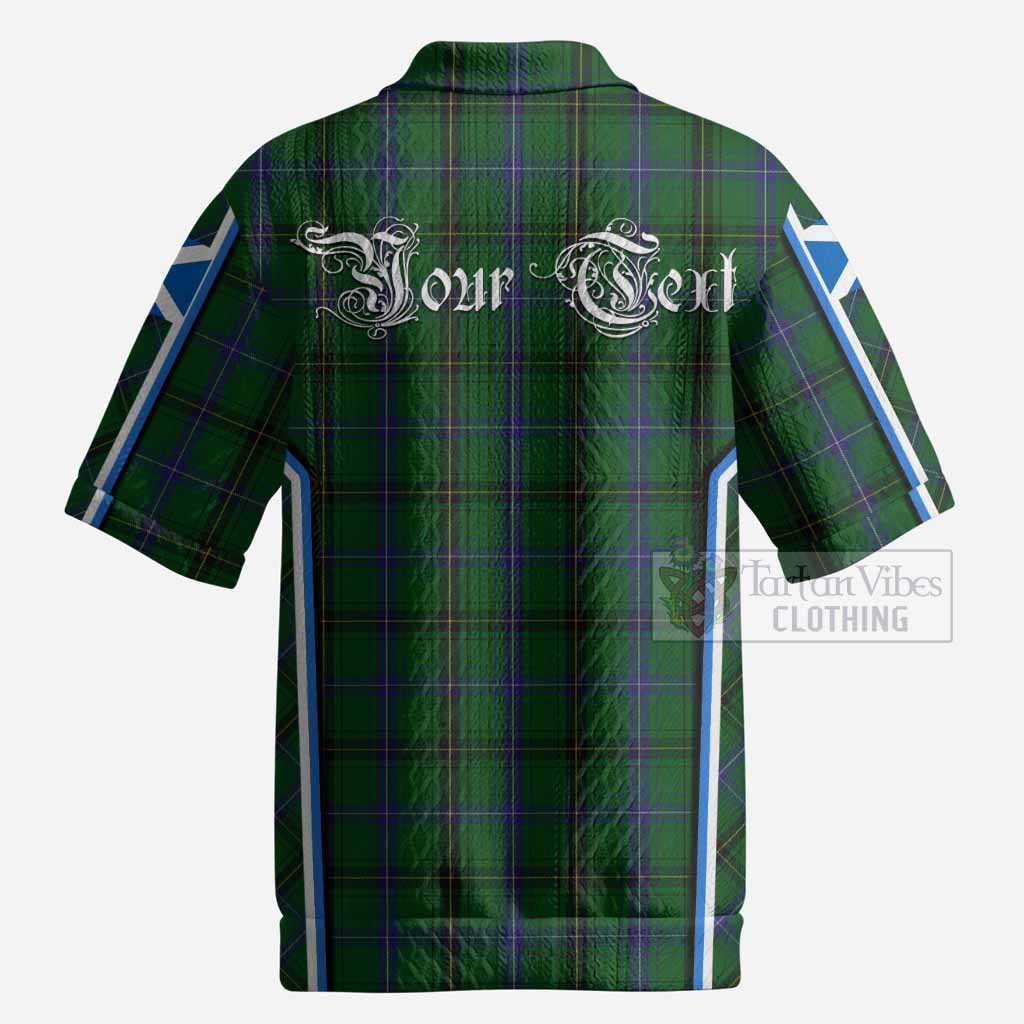 Henderson Tartan Crest Men’s Polo Sweater Top Scotland Coat of Arm Flag Style