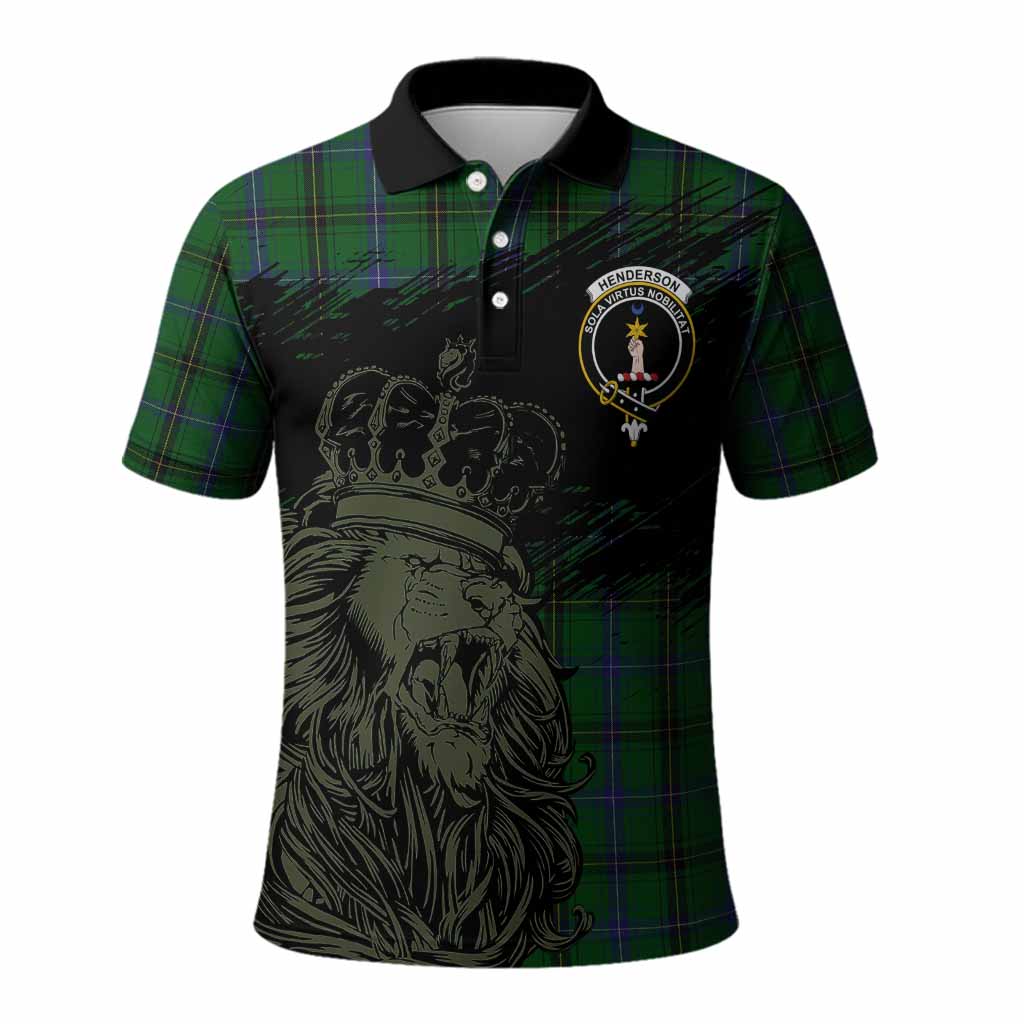 Henderson Tartan Crest Polo Shirt Crowned Lion Heritage Style