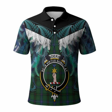 Henderson Tartan Crest Polo Shirt New Zealand Maori Korowai Cloak
