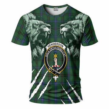 Henderson Tartan Crest T-Shirt Ferocious Lion Style