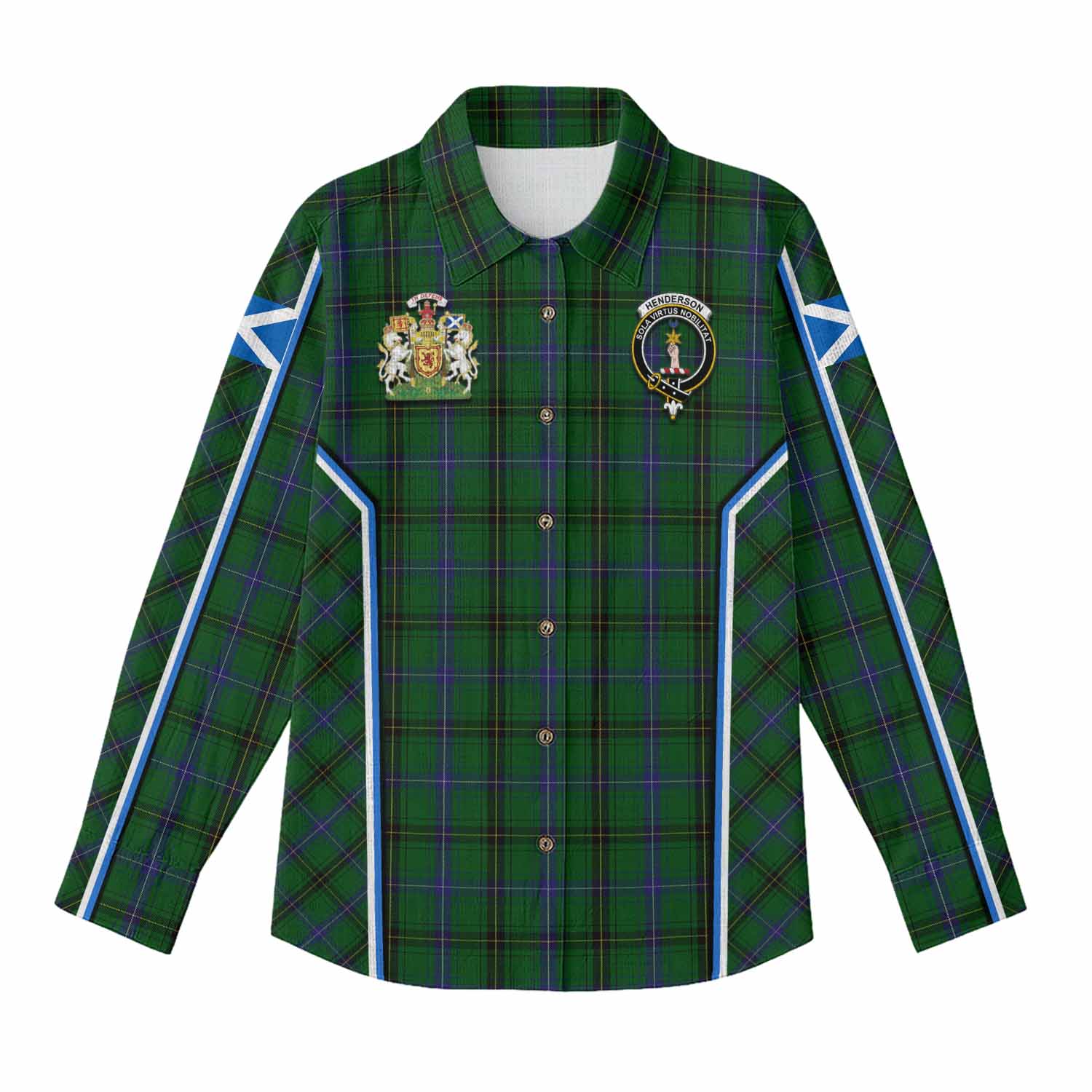 Henderson Tartan Crest Women Casual Shirt Scotland Coat of Arm Flag Style - Tartan Vibes Clothing