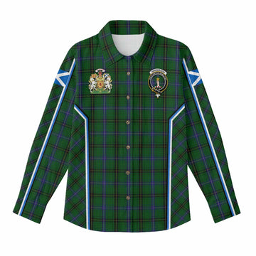 Henderson Tartan Crest Women Casual Shirt Scotland Coat of Arm Flag Style