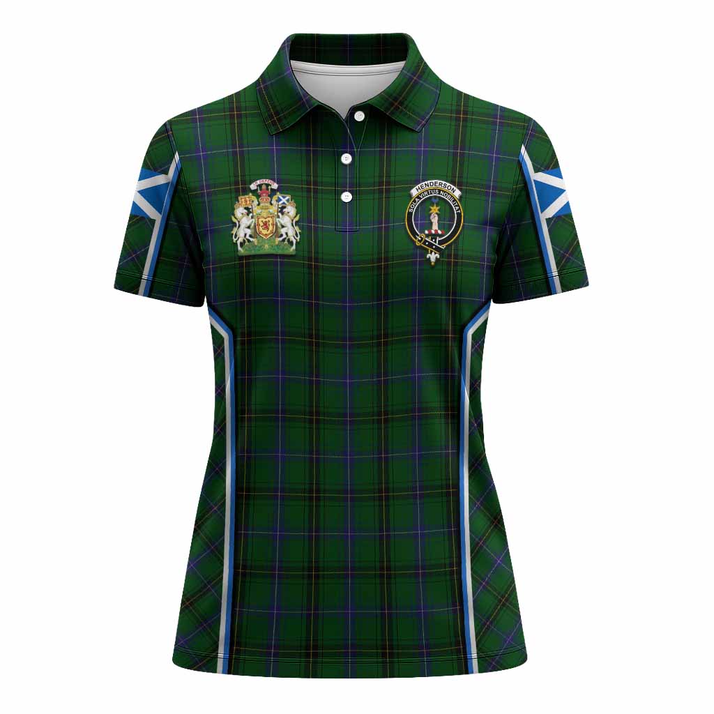 Henderson Tartan Crest Women's Polo Shirt Scotland Coat of Arm Flag Style - Tartan Vibes Clothing