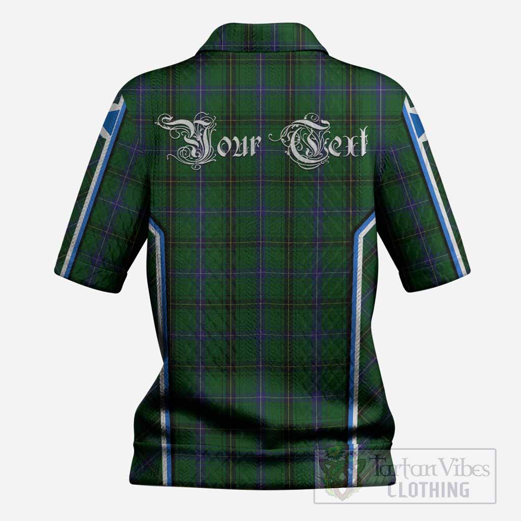 Henderson Tartan Crest Women’s Polo Sweater Top Scotland Coat of Arm Flag Style