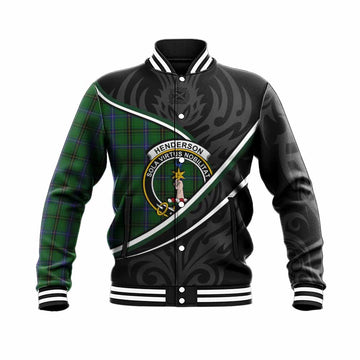 Henderson Tartan Family Crest Baseball Jacket Celtic Scottish Thistle Floral - Tartan Vibes Clothing