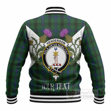 Henderson Tartan Family Crest Baseball Jacket Scottish Burns Night Thistle Floral