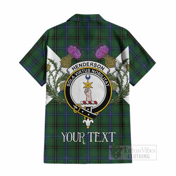Henderson Tartan Family Crest Cotton Hawaiian Shirt Scottish Burns Night Thistle Floral