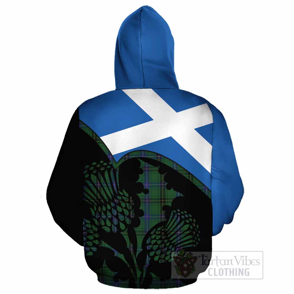 Henderson Tartan Family Crest Cotton Hoodie Scotland Thistle Floral Flag Style